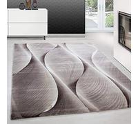 Teppium Tapis Salon Moderne Tapis Chambre Brun-3 200x300 (200 x 290 cm) - Tapis à Poils Courts, a Poil Ras, Conception Abstrait Moelleux et Doux - Tapis Cuisine Moquette Salle de Sejour