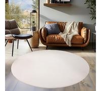 Teppium Tapis Salon Moderne Tapis Chambre Crème 160 cm Rond - Tapis à Poils Courts, a Poil Ras, Unicolor - Monochrome Moelleux et Doux - Tapis Cuisine Moquette Salle de Sejour