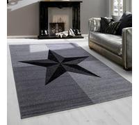 Teppium Tapis Salon Moderne Tapis Chambre Gris-2 160x230 cm - Tapis à Poils Courts, a Poil Ras, Conception d'étoile Moelleux et Doux - Tapis Cuisine Moquette Salle de Sejour