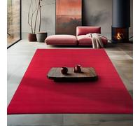 Teppium Tapis salon 140x200 cm Rouge Uni moderne et moelleux à poil court avec sous-couche antidérapante lavable
