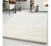 Teppium Uni Tapis de Salon Shaggy Uni Tapis Crème 140x200 cm Chambre Tapis Poil Long Moelleux et Doux