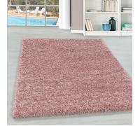Teppium Uni Tapis de Salon Shaggy Uni Tapis Rose pastel 200x290 cm Chambre Tapis Poil Long Moelleux et Doux