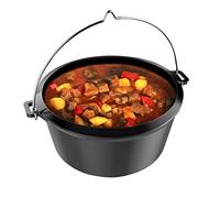 Tepro Dutch Oven Inlay à placer dans le système de grille dans la grille d'environ 57 cm Ø, fonte, noir, 6 litres