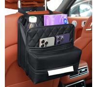 TepTupGa Organiseur de dossier de siège de voiture avec porte-mouchoirs, sac de rangement étanche à suspendre pour siège arrière de voiture pour téléphones, documents, tasses, bouteilles, voyage