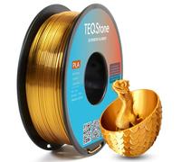 TEQStone Filament PLA Silk - 1,75 mm - Or - 1 kg - Précision dimensionnelle +/- 0,02 mm - Bobine proprement enroulé - Pour imprimante 3D - Emballage sous vide
