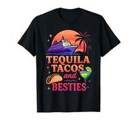 Tequila Tacos and Besties Summer Cruise Sunset Girls Trip T-Shirt