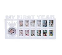Ter Cadre photo annuel pour bébé avec inscription « My First Year Baby » - 12 mois - Souvenirs de 1er anniversaire (blanc)
