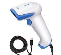 Tera 1D Laser Scanner de Codes-Barres Lecteur de Codes-Barres Portable Filaire USB en Matériel Antibactérien, Plug and Play, 3106 (Blanc-Bleu)