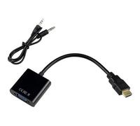 Tera Câble Adaptateur 1080P HDMI mâle vers VGA femelle avec jack 35mm et câble audio pour ordinateur XBOX360 et moniteur Noir