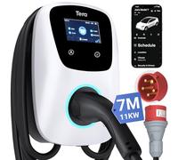 Tera chargeur intelligent pour véhicule électrique Type 2 Wallbox avec APP, 11kW, 16A, 400V, certifié CE et TÜV, avec WiFi et Bluetooth, câble de recharge de 7 mètres avec support de chargeur, Wallbox