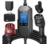 Tera Chargeur mobile Wallbox EV type 2 : 11 kW 400 V 7,5 m 6-16 A 2,8" Affichage 3 phases CE & IP66 Câble de charge avec poche Accessoires pour voiture électrique Adaptateur Schuko Modèle 3/Y/S/X