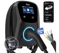 Tera EV Chargeur Intelligent avec Application 32A Type 2 22 KW borne de Recharge à Domicile 400V CE & TÜV Wallbox 7 m câble avec Support Chargeur contrôle de l'application câblage Fixe W01 Noir