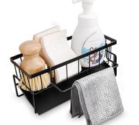 Tera Heimlay Porte Eponge Evier Cuisine en Acier Inoxidable, Organisateur Evier Mural avec Bac de vidange, Rangement et Organisation Cuisine avec porte Serviette.