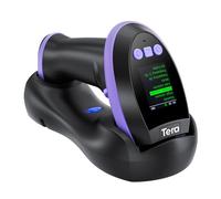 Tera Lecteur de codes-barres 2D sans fil : avec écran de réglage numérique et clavier, fonctionne avec Bluetooth et lecteur de codes-barres portable sans fil 2,4 G et USB filaire 1D 2D QR avec support