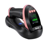 Tera Lecteur de codes-barres sans fil 2D : avec écran de réglage numérique et clavier, fonctionne avec Bluetooth et sans fil 2,4 G et USB filaire, lecteur de codes-barres portable 1D 2D QR avec