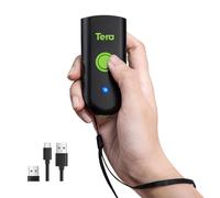 Tera Mini Scanner de Codes-Barres 1D : Scanner Laser sans Fil résistant à l'eau de Poche Compatible avec Bluetooth Câble USB Portable Fonctionne avec iOS Windows Android 1100L Vert