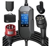 Tera Mobile Wallbox Chargeur EV Type 2 : 11 KW 400 V 7,5 m 6-16 A Écran 2,8" Triphasé CE & IP66 Câble de Charge avec Sac - Accessoires pour Voiture Électrique, Adaptateur Schuko, P06
