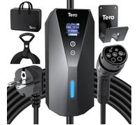 Tera Portable EV Charger Type 2 with 7m Charging Cable 3.68kW 16A Schuko Plug Adjustable Charging Box Cable Ties P02 Black