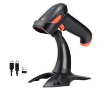 Tera Pro Lecteur de Code à Barres Bluetooth sans Fil 2.4GHz 1D/2D Douchette de Code Barres avec USB2.0 Scan Automatique Rapide et Précis, Support Mains Libres, HW0002 Corail