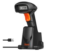 Tera Pro Série Lecteur de Code à Barres sans Fil 2.4G Caméra de 1,000,000 Pixel 2D 1D Bluetooth Douchette Scanner de QR Code Barres pour Smartphone Ecran avec Base de Charge, HW0007 Orange