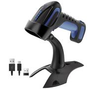 Tera Scanner de codes-barres sans fil 2D QR avec support : version Pro Indicateur de batterie 2500 mAh Lecteur de codes-barres industriel compatible Bluetooth 2.4G pour Windows Mac Android iOS 8100