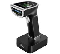 Tera Scanner de codes QR 1D 2D avec écran numérique et clavier, numérisation rapide, Bluetooth, 2,4 G sans fil et connexion USB, manuel en allemand, modèle HW00015, couleur argent