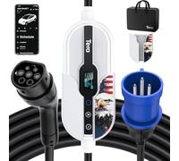 Tera Smart EV Chargeur Type 2 Wallbox: Borne de Recharge Véhicule Electrique 7,6kw Monophasé 32A 24A 20A 16A 240V APP WiFi 7M Câble de Recharge, Non-étanche Utilisation Intérieure Seulement P01