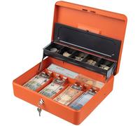 Tera Tiroir Caisse Enregistreuse à Monnaie et Billets Ouverture Manuelle et Automatique, 4 Compartiments de Billets et 5 de Pièces,30 x 24 cm, POS Restaurant Supermarché, KL380-OG