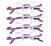 TERAISE 4 Pcs Lunettes De Lecture Homme/Femme De Mode Anti-Bleu Lumière Qualité Lecteurs Diamant Conception De Coupe Anti-Fatigue Pour Les Ordinateur/Téléphone portable Lunettes(2.0X)