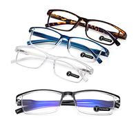 TERAISE 4PCS lunettes de lecture anti-lumière bleue, légères et confortables pour homme et femme, robustes pour ordinateur, étui inclus (1.5X)