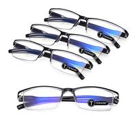 TERAISE 4PCS lunettes de lecture anti-lumière bleue, légères et confortables pour lunettes de lecture homme et femme, robustes lunette de lecture ordinateur, étui à lunettes inclus(3.25X)