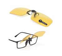 TERAISE Clip Lunettes Conduite de Nuit pour Hommes Femmes Polarisé Lunettes de Vision Nocturne Anti-Éblouissement UV400 Surlunettes de Soleil (10jaune,58 * 37mm)