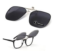 TERAISE Clip Lunettes de Soleil Flip up Surlunettes de Soleil Polarisées pour Hommes Femmes UV400 Clip Solaire pour L'extérieur,Noir 60 * 44mm.