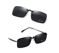 TERAISE Clip Lunettes de Soleil Flip up Surlunettes de Soleil Polarisées pour Hommes Femmes UV400 Clip Solaire pour L'extérieur,Noir (Non Flip up) 58 * 37mm