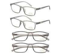 TERAISE Lot de 4 lunettes de lecture lunettes d'ordinateur bloquant la lumière bleue Les lecteurs ultra-légers à haute élasticité réduisent la fatigue oculaire pour les hommes et les femmes(1.5X)