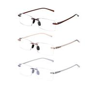 TERAISE Lunettes de lecture sans montée confortables lecteur sans cadre léger 3 pack hommes et femmes Blue Light bloquant des lunettes d'ordinateur(3.0X)