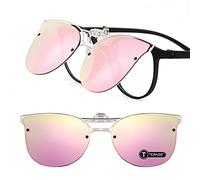 TERAISE Lunettes de soleil à clip pour femmes pour lunettes de vue - Lunettes de soleil vintage à monture polarisante, yeux de chat, conduite pour dames