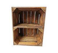 teramico 1 x Cagette en Bois Vintage usé flammé, avec Tablette Centrale, 50 x 40 x 30 cm