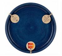 Teramico Abreuvoir/Plateau/Sous-verre pour pots de fleurs Bleu Blanc Anthracite émaillé en grès 24 cm - 42 cm - Résiste au gel - (Bleu royal, 49 cm)