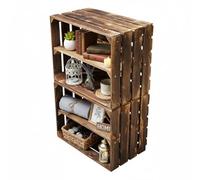 Teramico Anciennes caisses à fruits/caisses en bois flammées dans de nombreuses variantes - Idéal pour la construction de meubles ou pour le rangement - Très solides et stables (lot de 2 caisses à