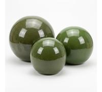 Teramico Boule décorative de jardin émaillée - Bleu, vert, anthracite, turquoise, céladon - Très haute qualité résistante au gel et aux intempéries - en grès (vert olive, lot de 3 - 12 cm, 16 cm et 20