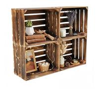 teramico Cagettes à fruits / bois flammées dans de nombreuses variantes - Idéal pour la construction de meubles ou pour le rangement - Très solide et stable