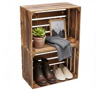 teramico Cagettes à fruits / bois flammées dans de nombreuses variantes - Idéal pour la construction de meubles ou pour le rangement - Très solide et stable