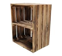 teramico Caisses en Bois flammé - 50 x 40 x 30 cm - avec Compartiment de Rangement/Planche Centrale - Massives et Stables