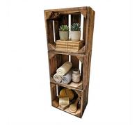 teramico Caisses en Bois flammé Caisses à vin Caisses à Fruits avec Planche Centrale/étagère intermédiaire pour Rangement de Chaussures (3/22cm, sans étagère)