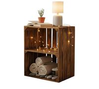 teramico Caisses en Bois flammé - Caisses à vin - Caisses à Fruits avec Planche Centrale/étagère intermédiaire - Étagère à Chaussures (Lot de 1/50cm, avec étagère Courte)
