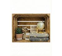 teramico Caisses en Bois flammé - Caisses à vin - Caisses à Fruits avec Planche Centrale/étagère intermédiaire - Étagère à Chaussures (Lot de 1/40cm, sans étagère)