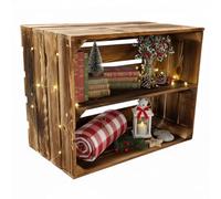 teramico Caisses en Bois flammé - Caisses à vin - Caisses à Fruits avec Planche Centrale/Planche intermédiaire - Étagère à Chaussures (1/50cm Ensemble, avec étagère Longue)