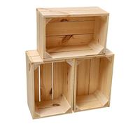 teramico Caisses en Bois Vintage 40 x 30 x 25 cm flammé | Caisses à vin et caisses à Fruits | Offres en lot (3 x 30 x 20 x 15 cm, Naturel)