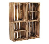 teramico Lot de 4 caisses en bois dans différentes variantes - Idéal comme table basse, pour ranger ou tout simplement comme décoration (2 x fond court).